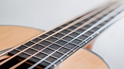 Fototapeta premium Close-up guitar neck, strings, fretboard, music instrument, studio shot