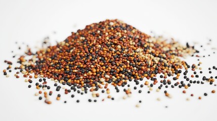 Quinoa mix pile, food ingredient, white background, healthy eating