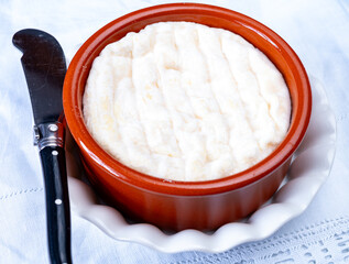 French dauphinois cheeses collection, Saint-Marcellin, Saint- Felicien cow's milk cheese with white...