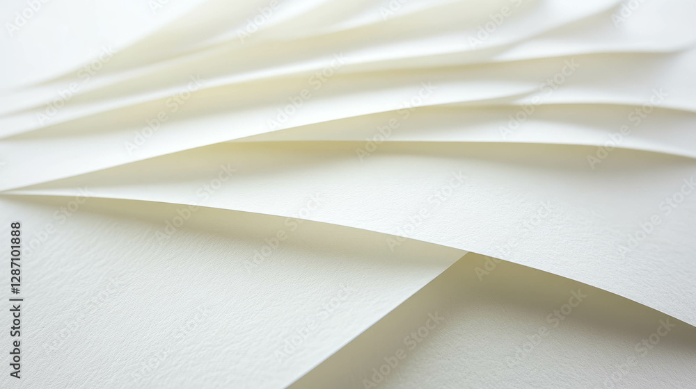 Poster minimalist design featuring textured intersecting rounded ribbed white paper pattern