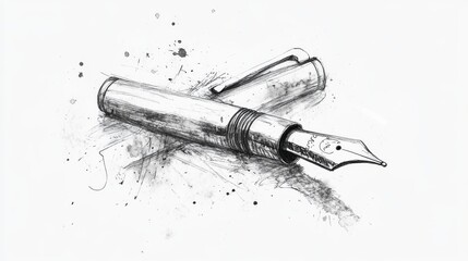 Illustration of a simple fountain pen.　Writing utensils.