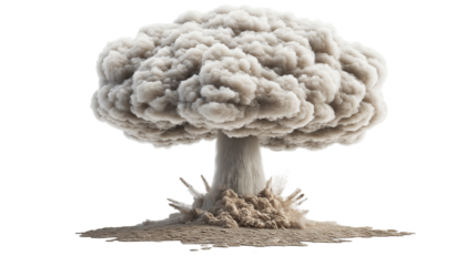 explosion and mushroom cloud isolated on white background , transparent png