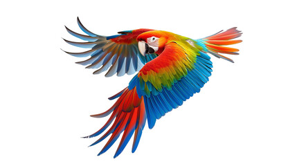 Fototapeta premium Colorful flying Macaw parrot isolated on transparent background png 