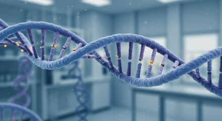 Medical DNA helix model representing genetic research