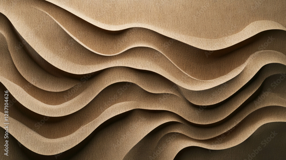 Aufkleber abstract pattern of routed mdf with deep grooves and unique textured waves for interior design