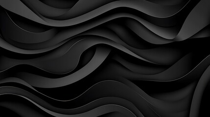 Obraz premium Abstract 3D Render: Dark Wave Forms in Monochromatic Black AI Generated
