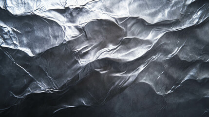 Elegant texture of rumpled aluminum foil with fine lines for abstract background or design