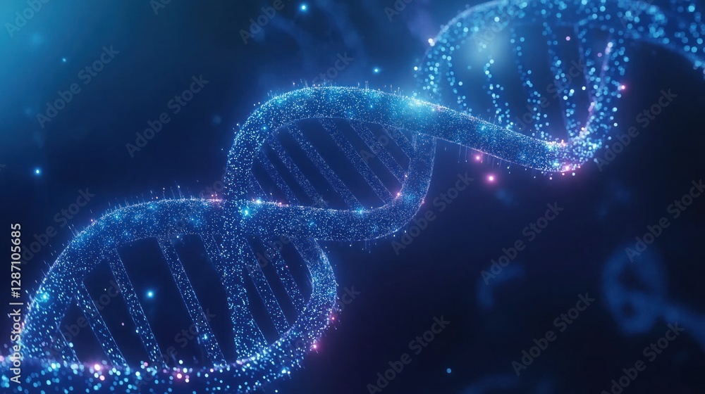 Poster a striking representation of dna's double helix structure with vibrant glowing details set against a