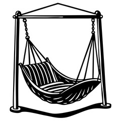 Furniture Hammock Swing Vector Illustration - Cartoon, Clipart & Line Art Design,  Vector illustration of a furniture hammock swing in cartoon, clipart, and line art styles.