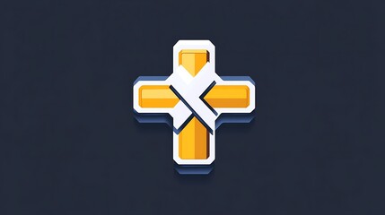 Obraz premium Abstract Gold Cross Logo Design: Digital Illustration on Dark Background AI Generated