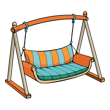 recommend clip art: Furniture Hammock Swing Vector Illustration - Cartoon, Clipart & Line Art Design,  Vector illustration of a furniture hammock swing in cartoon, clipart, and line art styles.