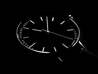 Sleek Black Wristwatch with Rose Gold Accents