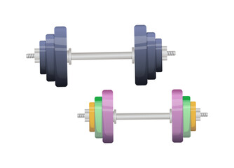Dumbbells with colorful weights. Vector illustration