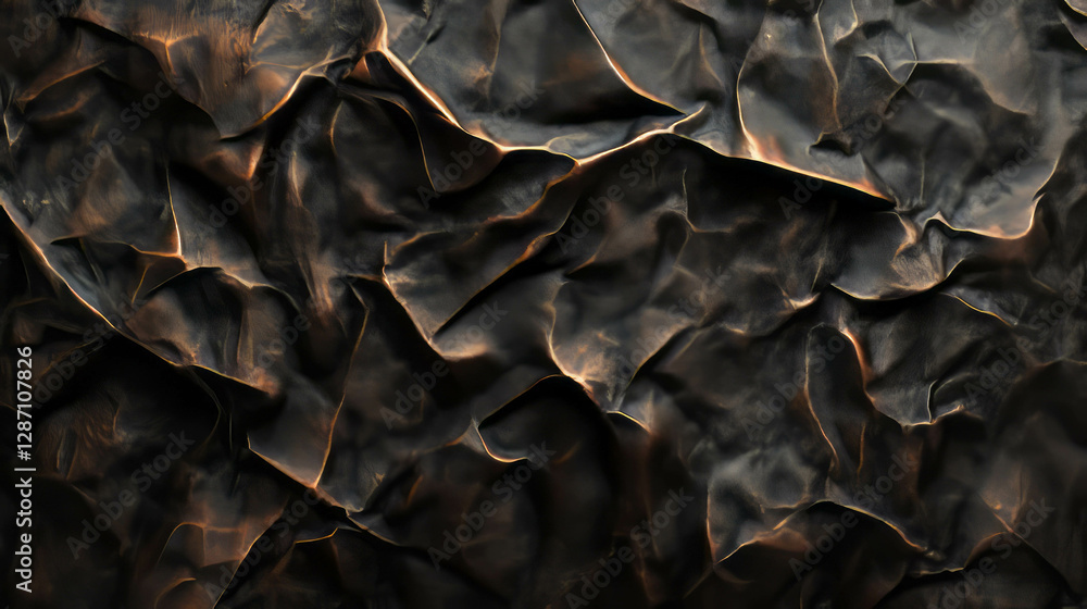 Poster abstract bronze foil texture with rumpled surface for creative design projects