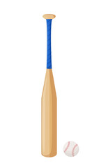 Baseball bat and ball illustration. Vector illustration