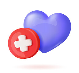 Fototapeta premium Blue heart with medical cross icon. Vector illustration
