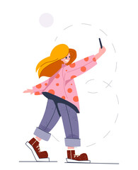 Girl taking a selfie. Vector illustration