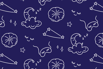 Good night seamless pattern doodle
