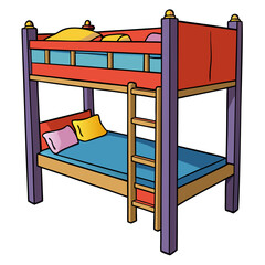 "Loft Bed Vector Illustration - White Background Clipart & Line Art Design", "Stylish loft bed vector illustration perfect for digital products and graphic designs." © rashedhossain