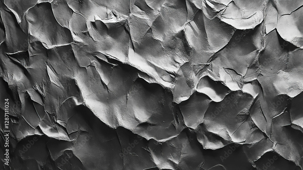Poster textured surface of rumpled metallic foil with dull sheen for background design