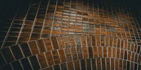 close-up of a red brick arch building feature full frame background
