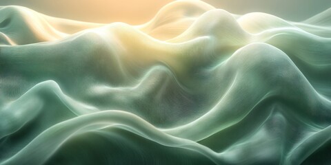 Obraz premium Abstract Green Fabric Waves: A Serene Visual Symphony