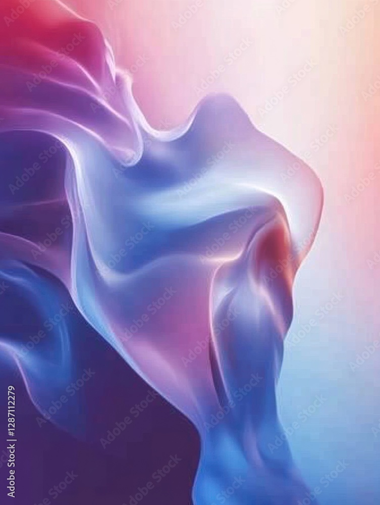 Poster colorful abstract wave design with flowing shapes and soft gradients in vibrant shades of blue and p