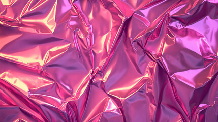 Shiny rumpled pink foil texture with subtle wrinkles for creative design and background