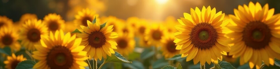 Obraz premium Sunflowers bowing under weight of autumn leaves Warm, earthy tones , harvest, tones