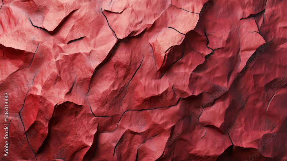 Poster abstract red foil texture with deep creases for creative background design