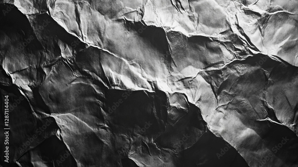 Aufkleber metallic silver foil texture with rumpled and folded edges for design and craft projects