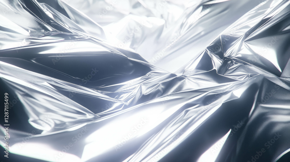 Poster reflective crumpled tin foil texture with sharp folds for abstract design