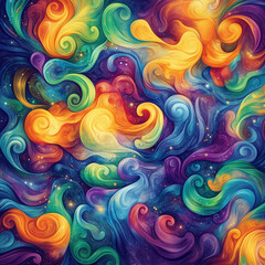 Obraz premium Vibrant Swirling Abstract Painting
