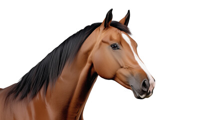 Fototapeta premium Elegant bay horse head on a transparent background
