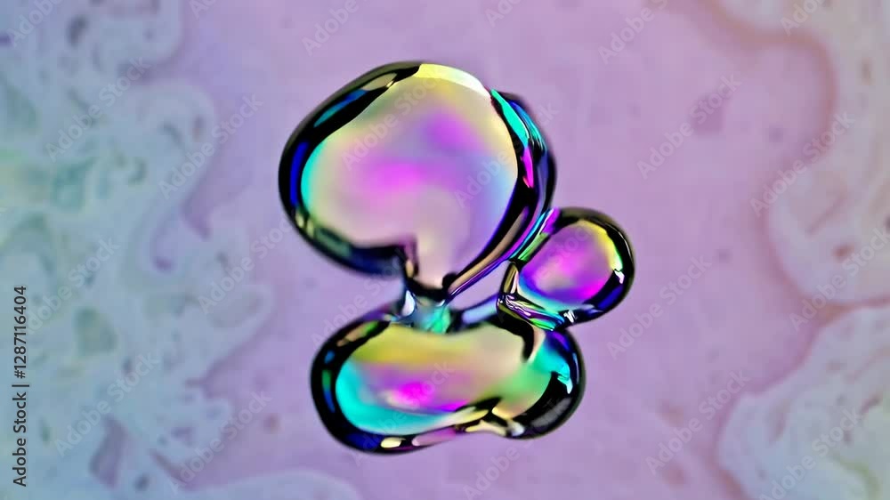 Aufkleber close-up of colorful iridescent soap bubbles against a pastel background. abstract art and color spe