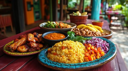Delicious Colorful African Cuisine Food Platter