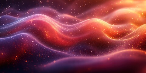 Fototapeta premium Abstract Red and Purple Glittering Waves Digital Art