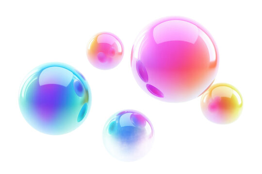 Rainbow spheres image, showcasing colorful objects, abstract design, and blurred sphere details.