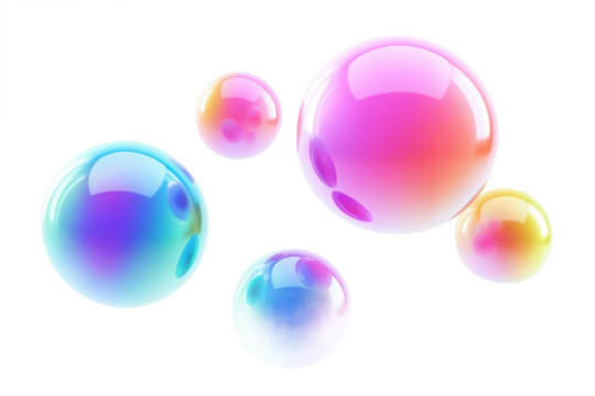Rainbow spheres image, showcasing colorful objects, abstract design, and blurred sphere details.