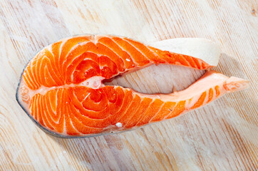 Raw salmon fillet. Healthy food. High quality photo