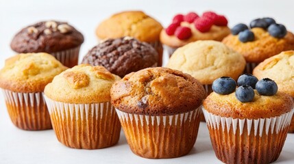 Assorted Muffins on White Surface