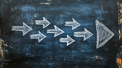 Chalk Arrows Converging Towards A Larger Arrow