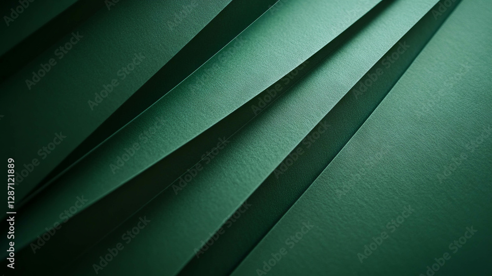 Aufkleber abstract minimalism with sharp angled ribbed green paper design for creative projects
