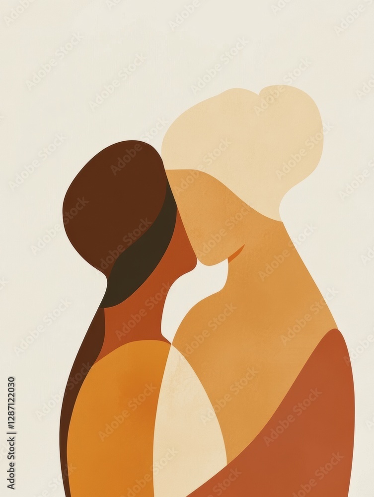 Aufkleber Embracing connection and warmth between two individuals in a minimalist style illustration. Generative AI