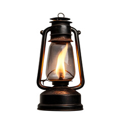 A Long Burning Flame from a Traditional Oil Lantern Isolated on Transparent Background