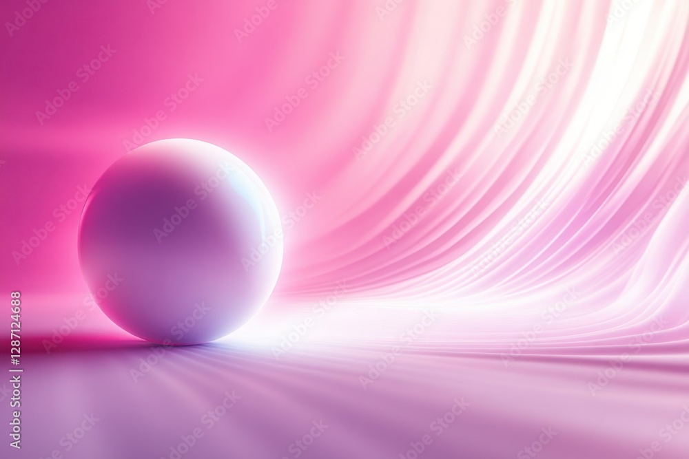 Poster abstract design featuring a glowing orb against a vibrant pink background with dynamic waves