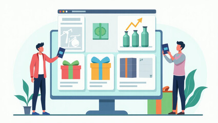 Customers Receiving Rewards and Gifts Through Cash Back Loyalty Program for Online Shopping Purchases