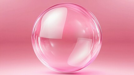 Obraz premium Transparent Pink Bubble on a Soft Pink Background with Reflections