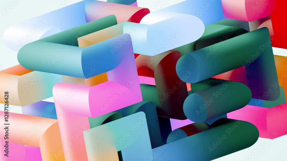 Aufkleber looping 3d animation of geometric background. volumetric maze macro. multicolored tangled tubes spin