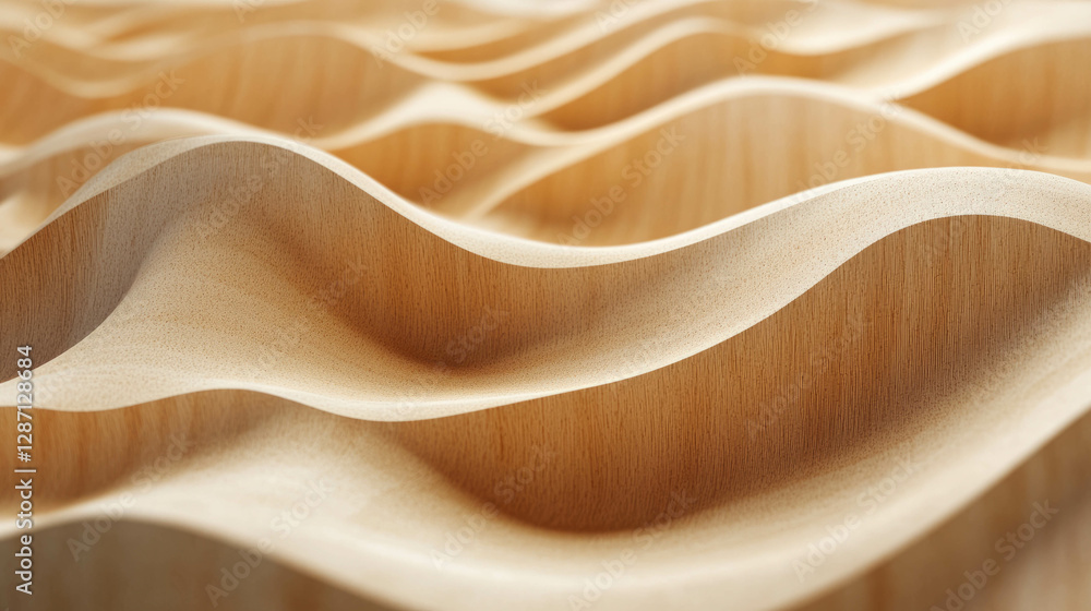 Aufkleber abstract waves of smooth sanded mdf texture with subtle grain pattern for interior design and decora